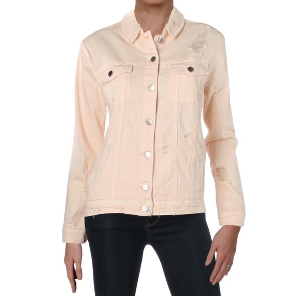 🔥RACHEL RACHEL ROY🔥DISTRESSED DENIM JEAN JACKET LIGHT PINK XS NWT - Picture 2 of 10